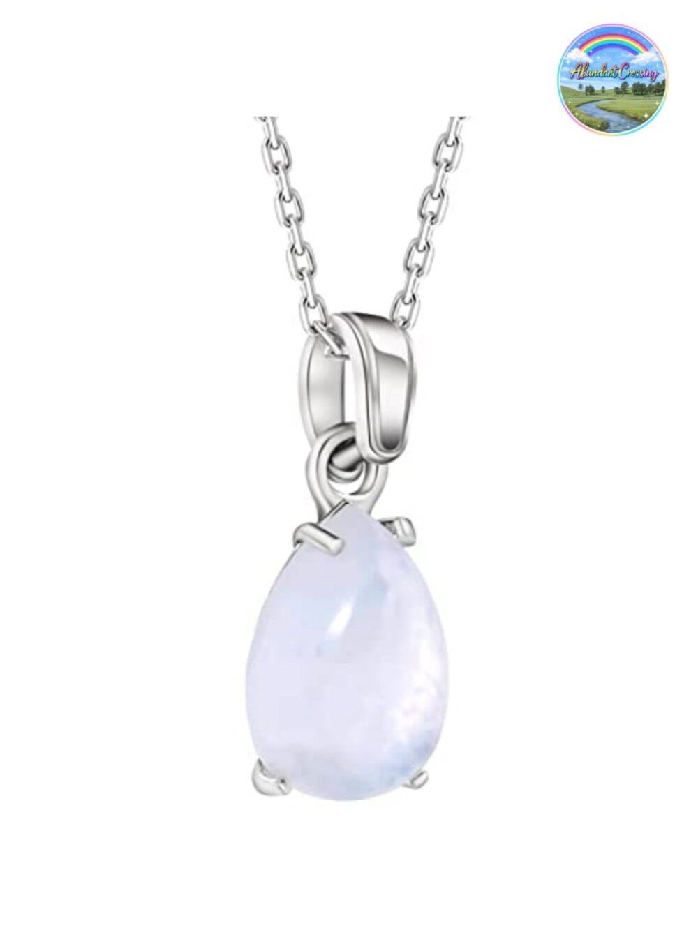 Sterling Silver Moonstone Teardrop Pendant Necklace 45cm